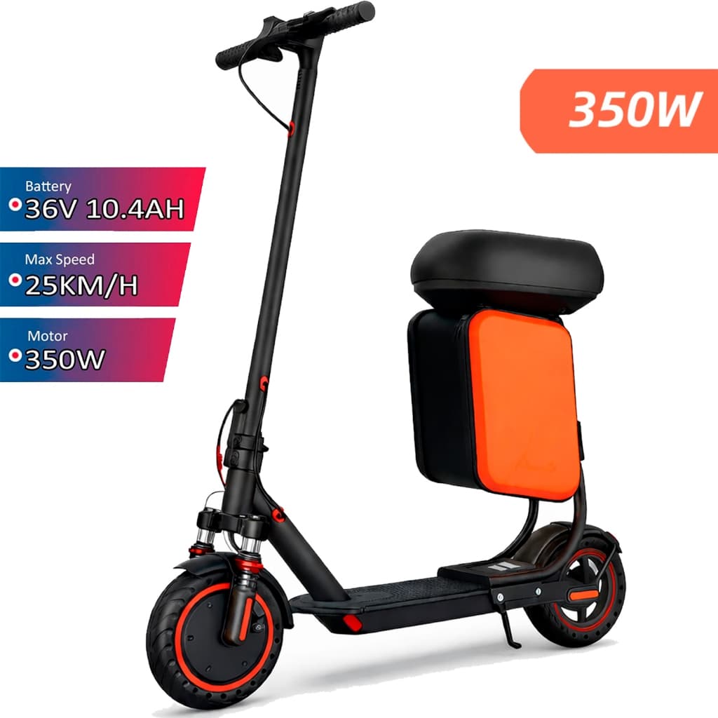 Patinete Elétrico Adulto Motorizado 350W 30Km/h Portátil Com Amortecedor Banco Bag Suporta Até 150Kg