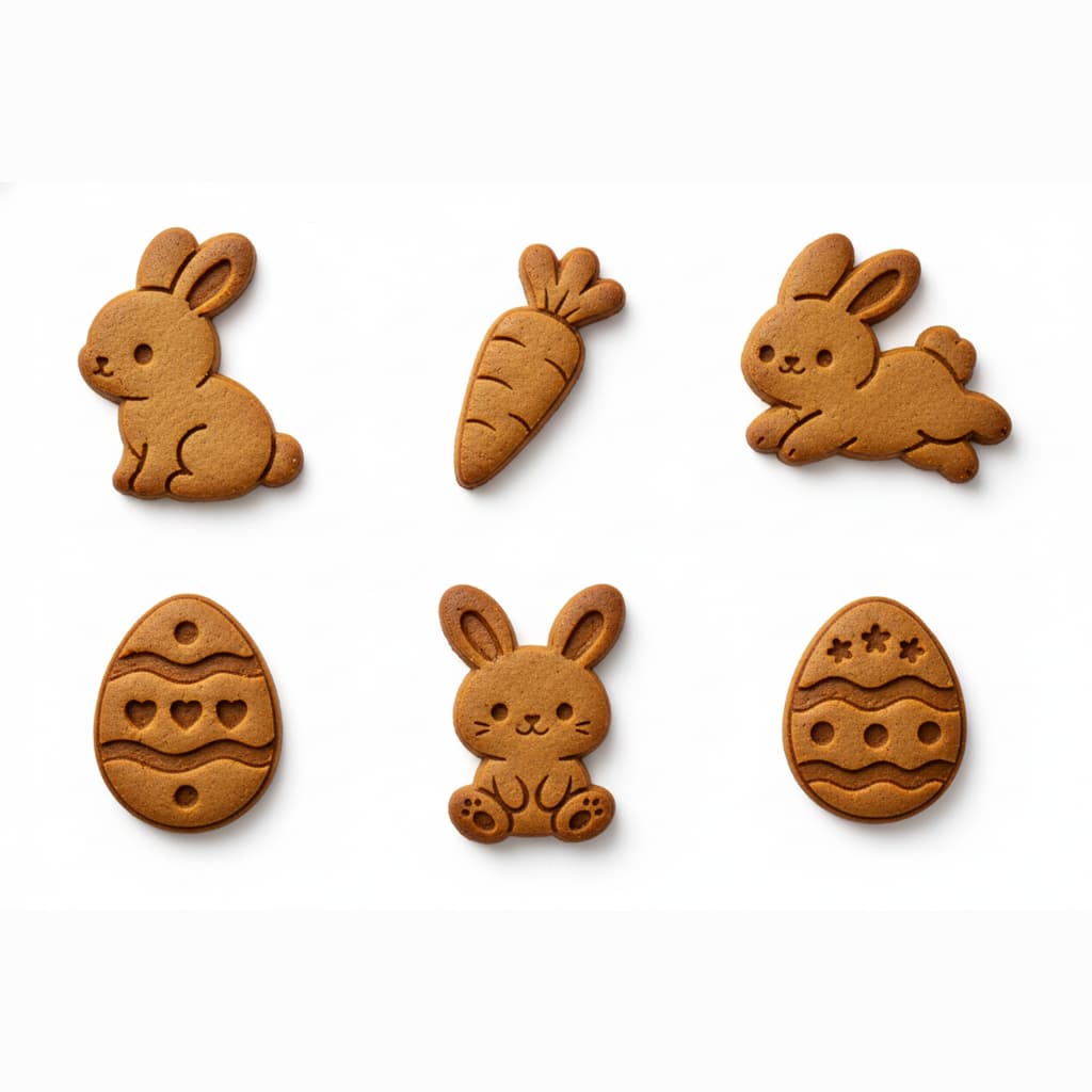 Kit 6 Cortador Marcador Cookie Páscoa Coelho Ovo