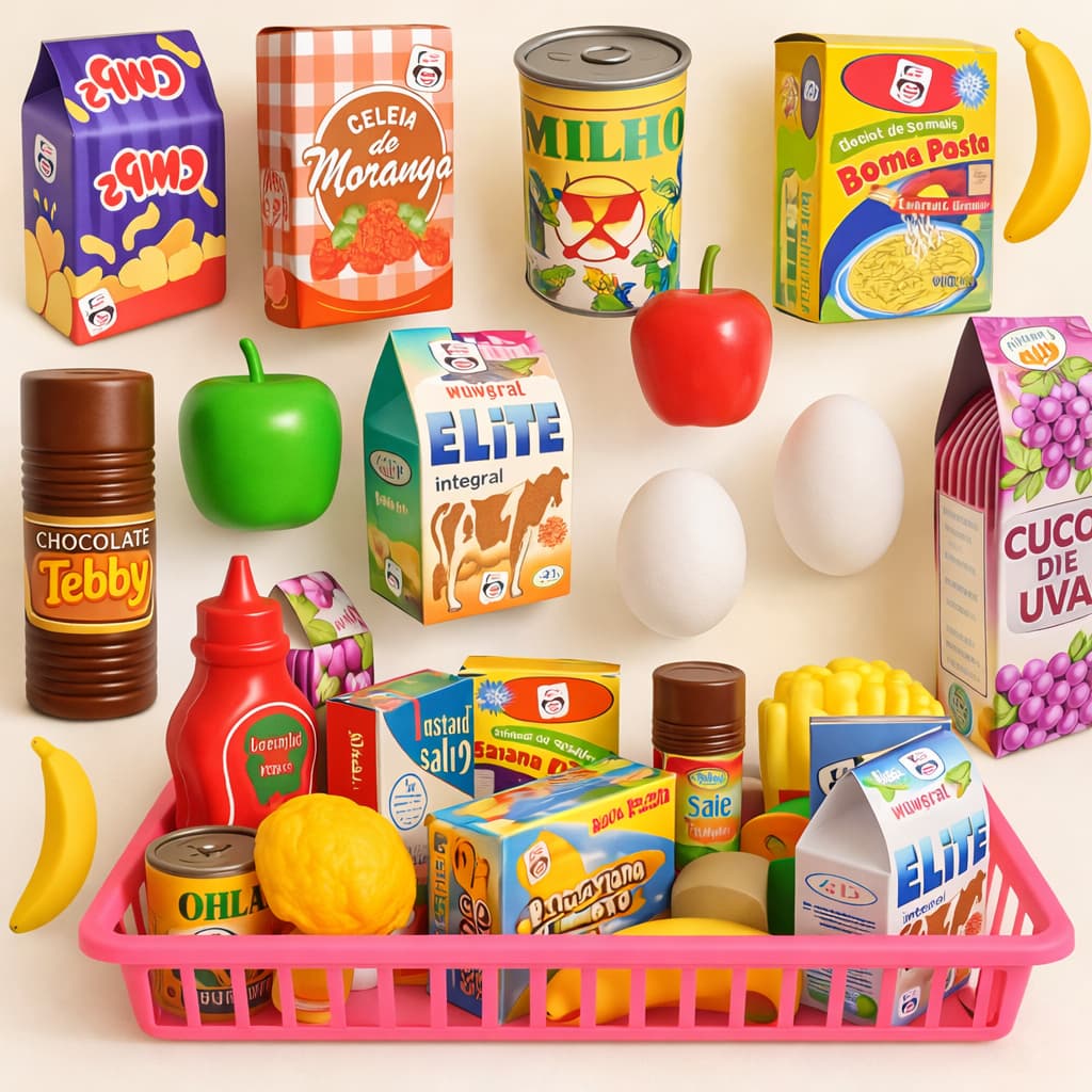 Kit Brinquedos Infantil Mercadinho Menina Menino 13 Pçs Comidinhas Brinquedo  Cozinha Infantil