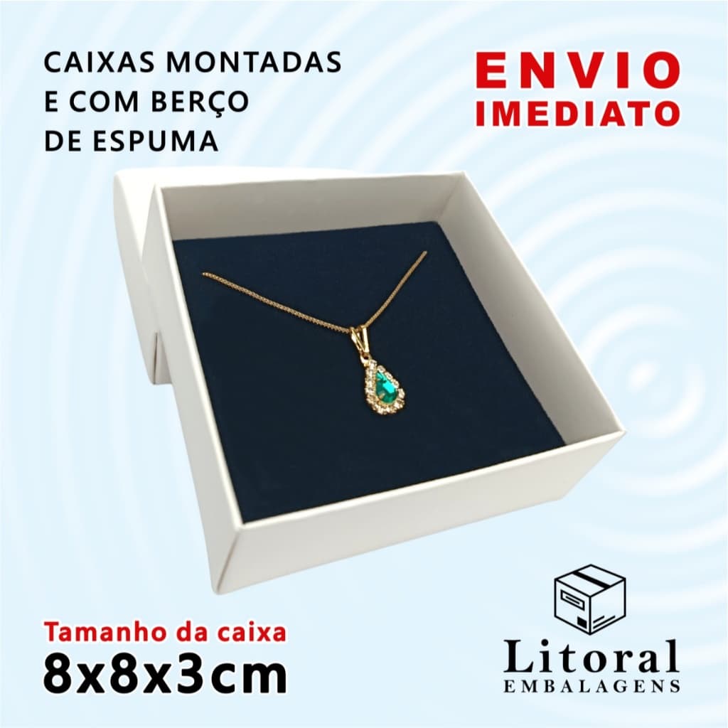 20 Caixas Joias Semijoia Bijuteria Montadas e com Berço 8x8x3cm