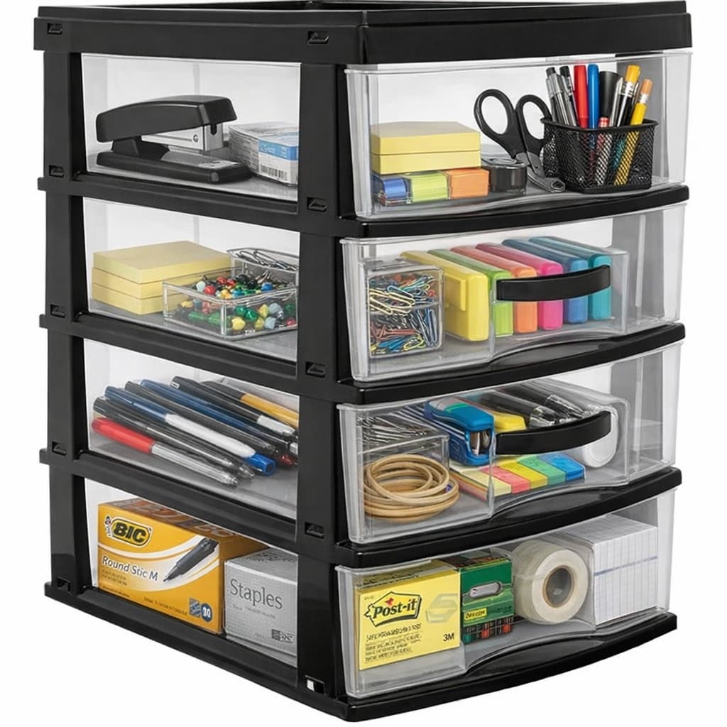 Gaveteiro Organizador grande de Mesa em Plástico com 2 3 4 Gavetas