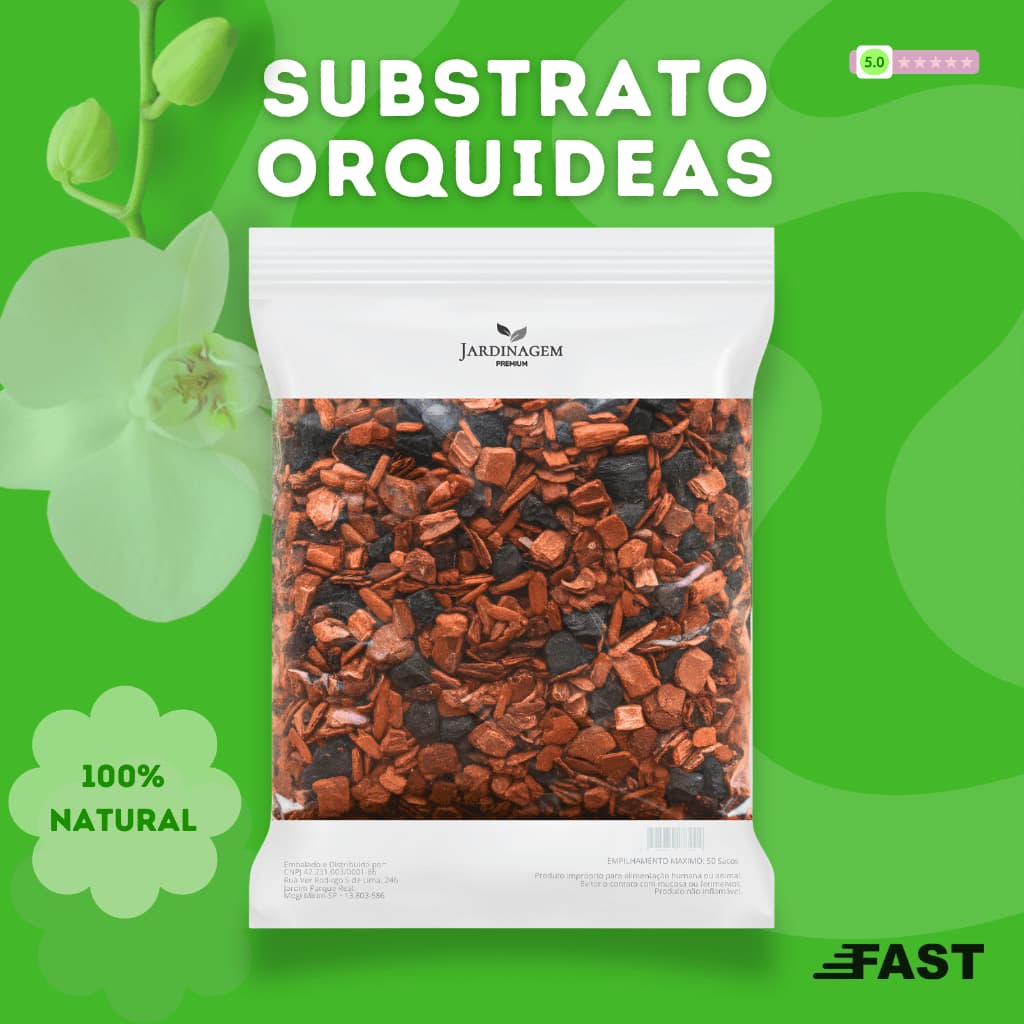 Substrato Orquídeas Mix 7Kg (40Lts) - com Chip de Coco, Casca de Pinus e Carvão para Crescimento