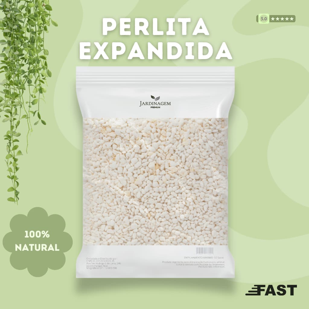 Perlita Expandida 1,2Kg (40Lts) para Jardinagem, Substratos, Vasos, Aeração do Solo e Drenagem