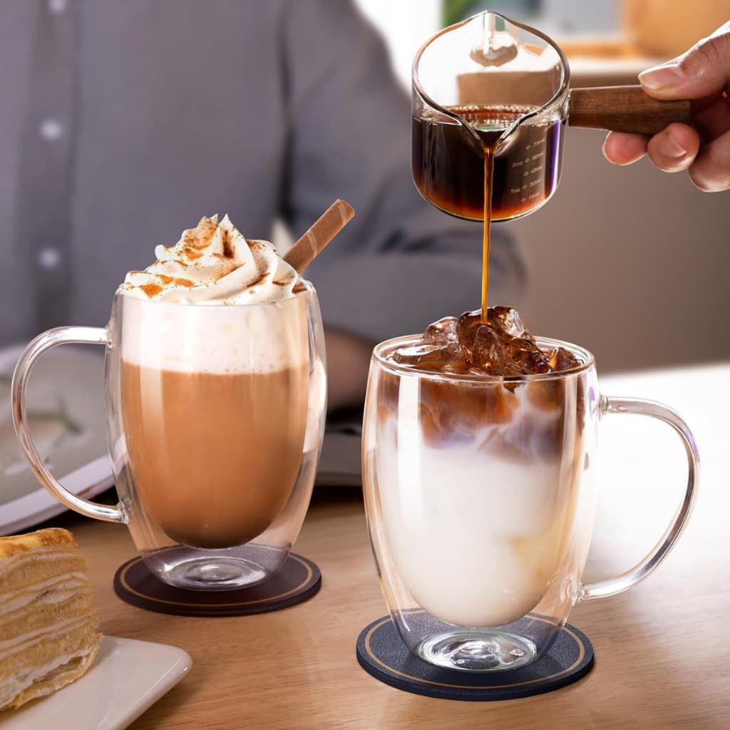 Xícara Café Vidro Duplo 350ml Kit 2 Unidades Promoção