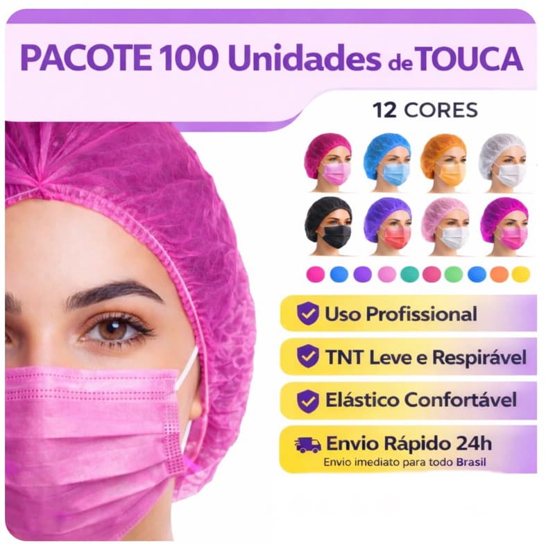 Kit 100 Toucas Descartáveis TNT Com Proteção Par Cabelo Salão, Estética & Cozinha