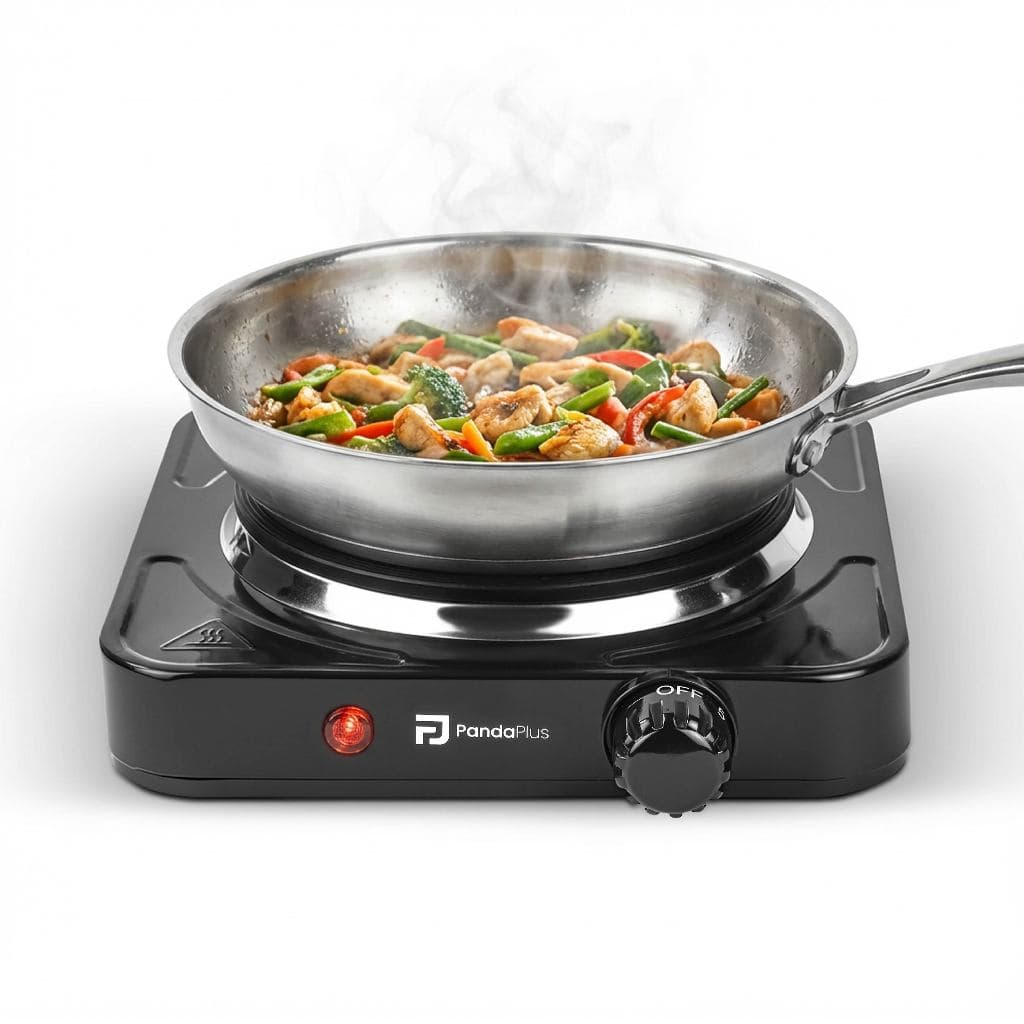 Fogão Elétrico 1 Boca Portátil Fogareiro Cooktop de Mesa Camping Potência 1000W Até 600ºC Automático
