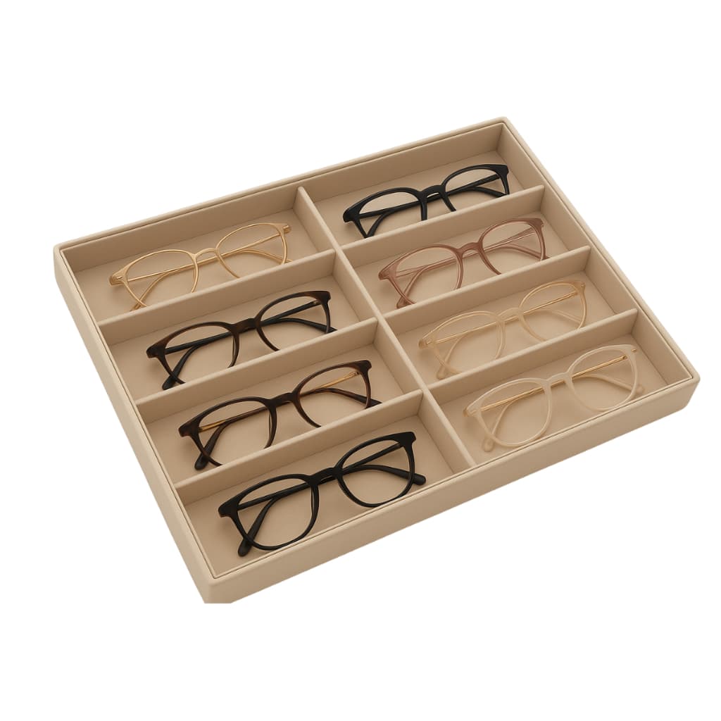 Estojo Bandeja Grande Organizadora Em Veludo Para 08 Óculos