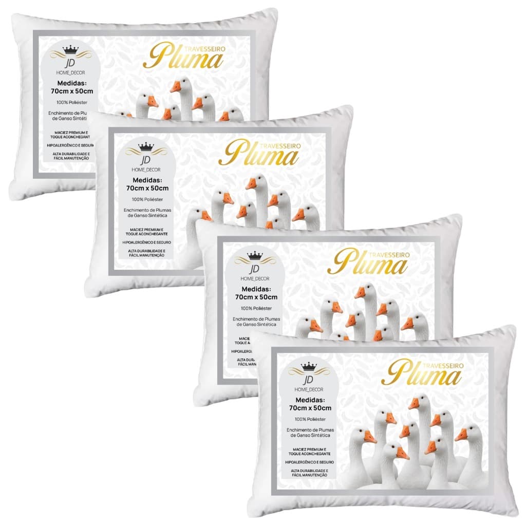 Kits Travesseiros Penas e Plumas De Ganso 70x50 Antialérgico Antiácaro Preço Baixo