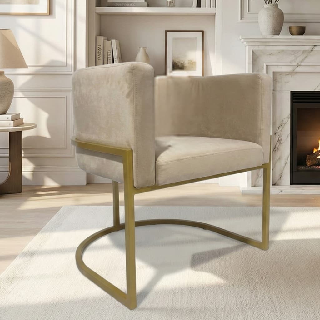 Poltrona Luna  Decorativa Base de Ferro Dourada Conforto Diversos Ambientes