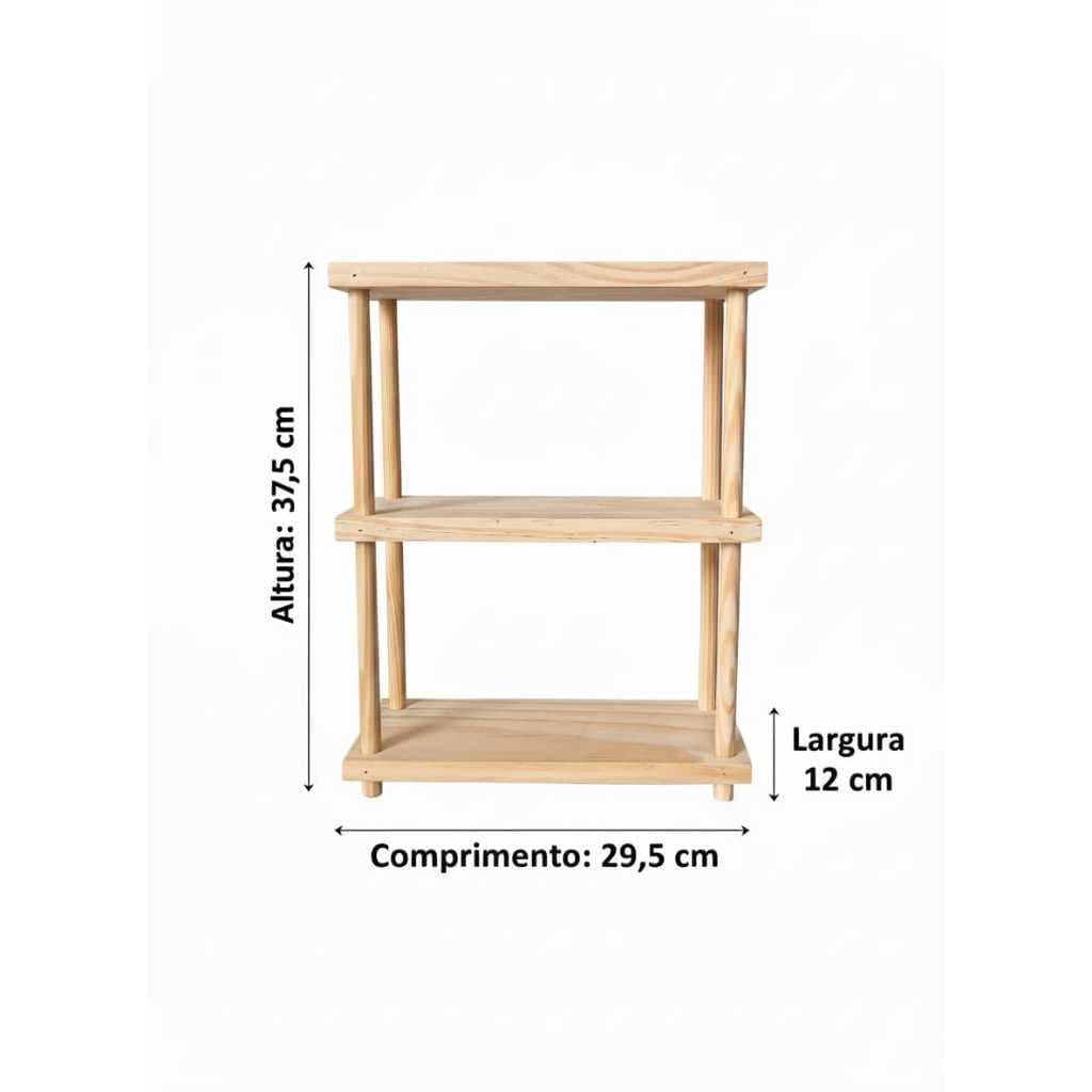 Mini Prateleira Madeira Pinus 3 andar Ideal  Decorar sua Cozinha / Porta Mantimentos / Decorações em geral