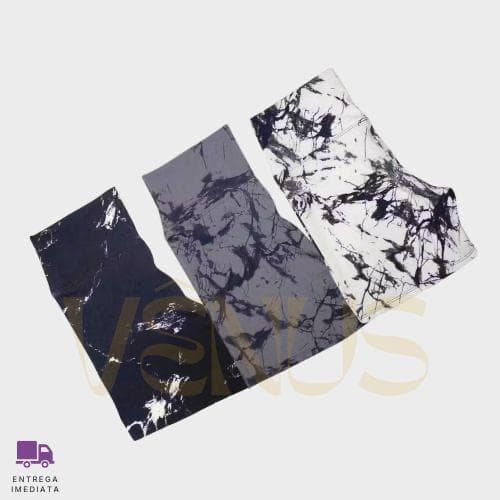 Kit 3 shorts Marmorizado fitness Academia Tie Dye Cintura Alta Zero Transparencia Feminino