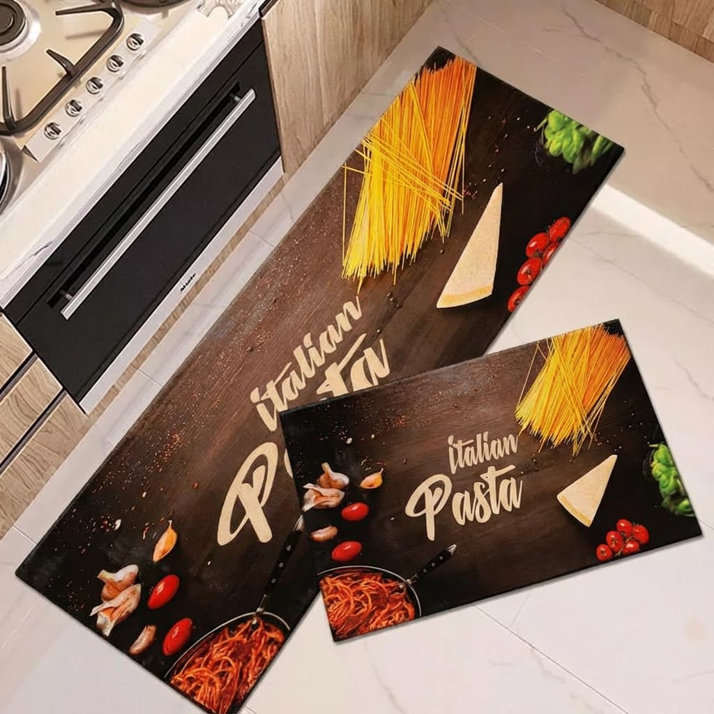 Kit Tapete Jogo Passadeira Belga Cozinha Antiderrapante Emborrachada 2 Peças