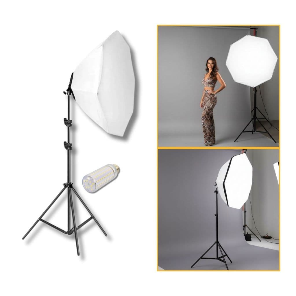 Kit Softbox Octogonal 70cm com Tripé de Iluminação 2m