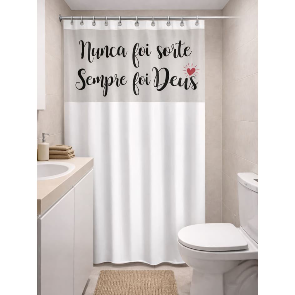 Cortina para Box de Banheiro em PVC Impermeável com Visor Transparente Antimofo Acompanha Ganchos