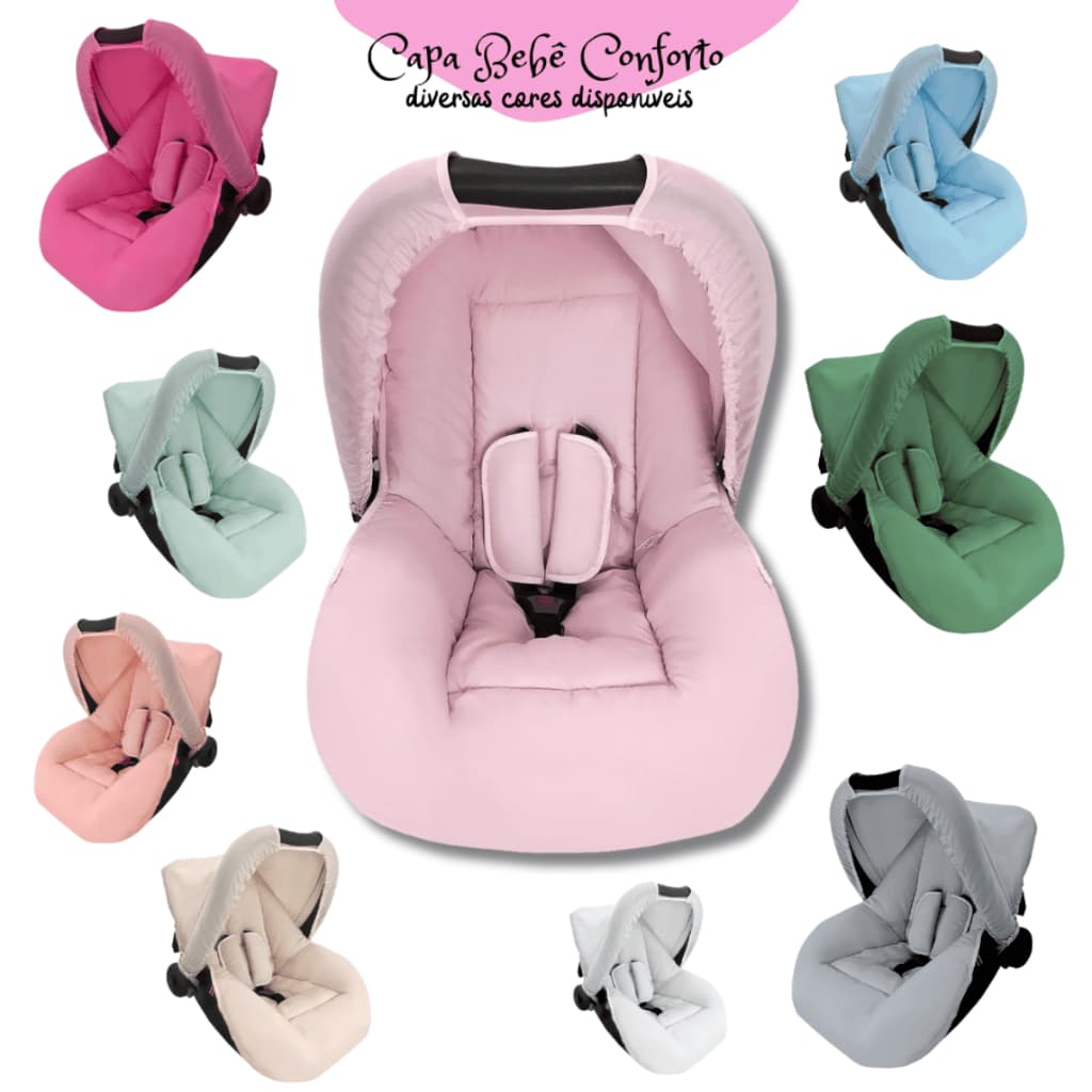 Kit Capa para Bebê Conforto Com Capota Protetora e Protetores de Cinto  Varias Cores Menino Menina