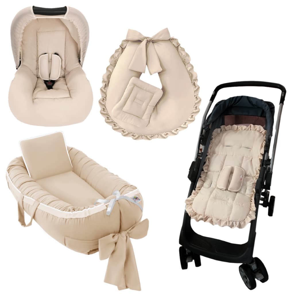 Kit - Ninho Redutor Com Almofada Amamentar Mais Capa Bebe Conforto Capota Protetores E Capa Carrinho