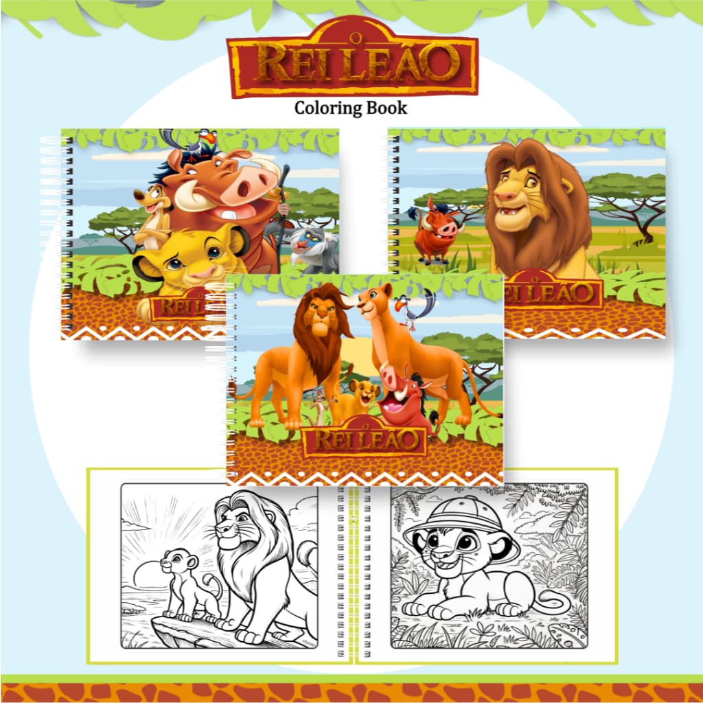 Livro de Colorir Folha GROSSA 180g REI LEÃO 50 Páginas / PROMOÇÃO