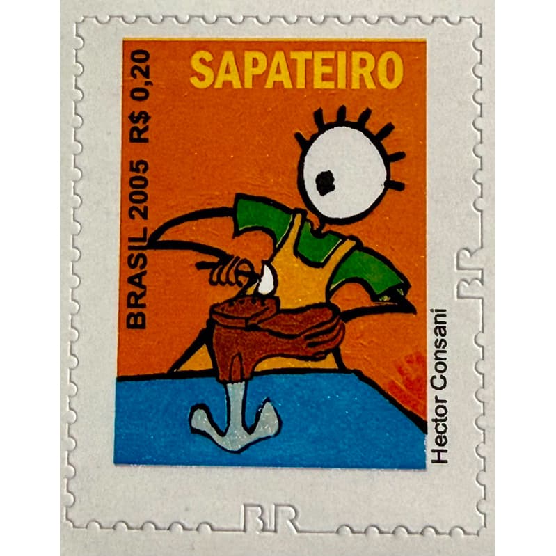 cartela com 30 selos sapateiro de 20 centavos