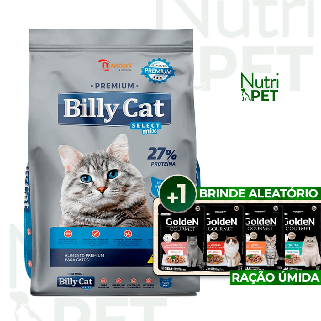 Ração Billy Cat Mix Frango Carne Peixe 15kg