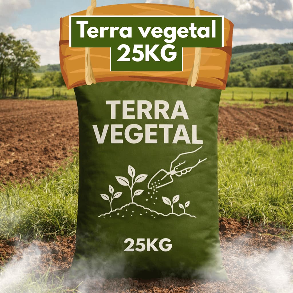 Terra Vegetal 25kg Nutrição Completa p/ Plantas, Ideal Hortas e Vasos, Resultado Rápido, Seguro