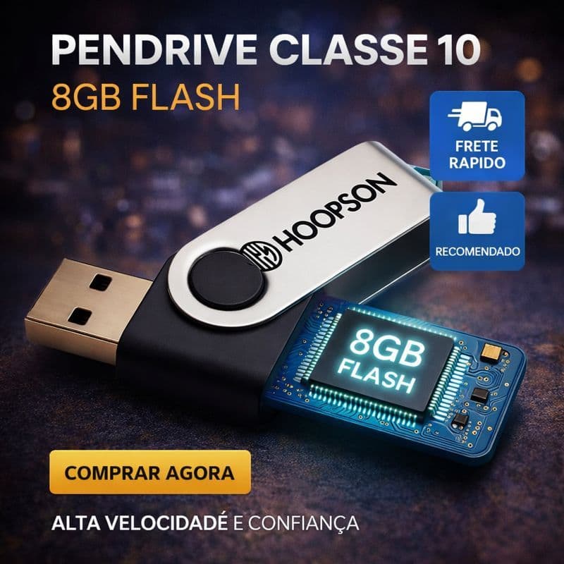 Pendrive 8GB USB Alta Velocidade Armazenamento de Arquivos Fotos Vídeos Documentos PC Notebook