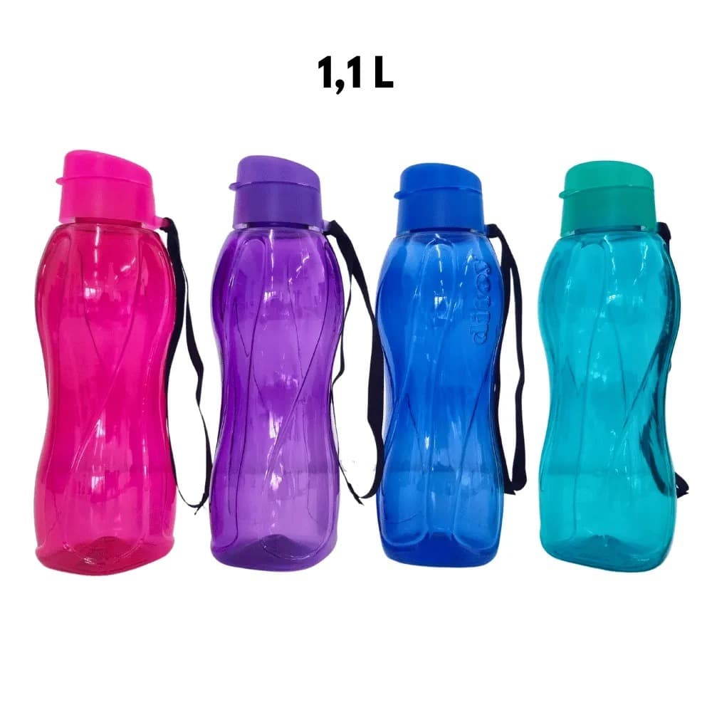 Garrafa de Água Squeeze PET 1 Litro Mônaco Colorida Lisa | Tampa Flip Top com Alça