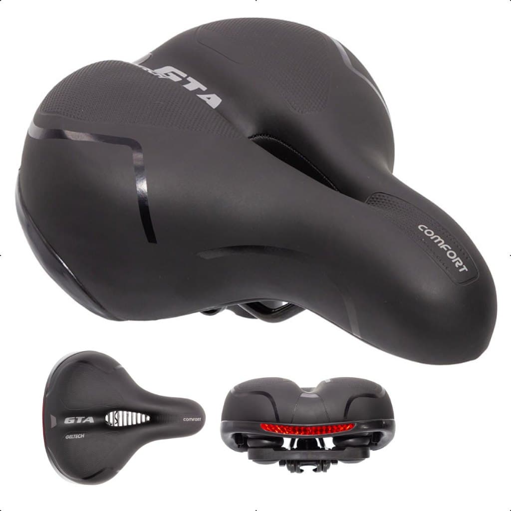 Selim Banco Bike Gta Confort Gel Tec Refletor Com Elastomero e Antiderrapante
