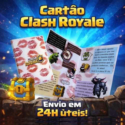 Cartão Clash Royale, presente criativo ideal para namorados e amigos/ Garantimos envio em 24h úteis/ Mudamos pronomes