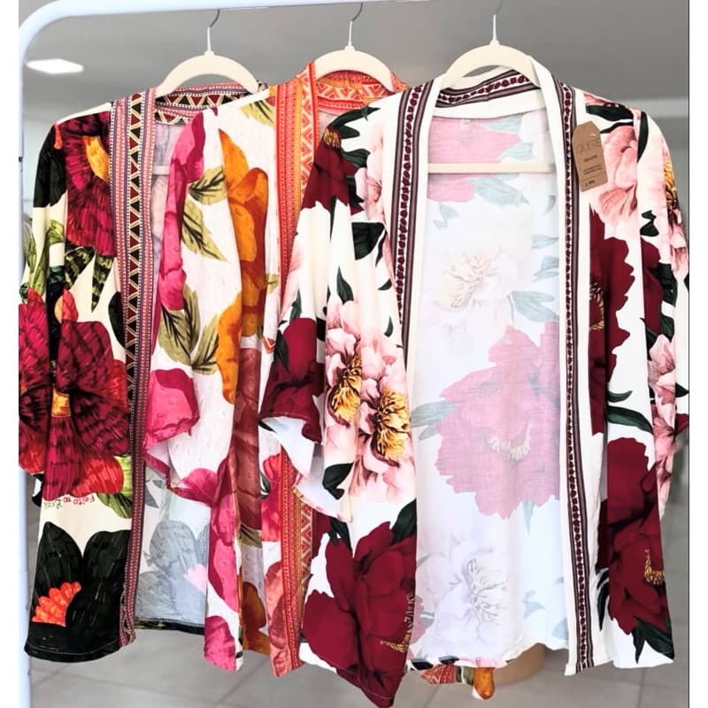 Kimono feminino estampas variadas camisa blusa amarração cardigan estampado saída de praia
