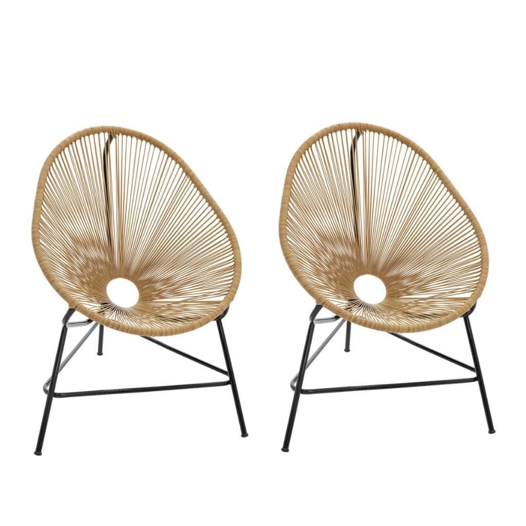 Kit 2 Cadeiras Acapulco Fio Fibra Sintética Área Externa Interna Varias Cores Varanda Moderna Trançada Resistente Mesa