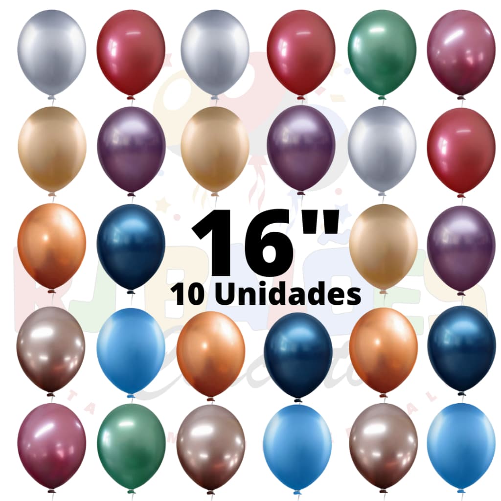 Bexiga Happy Day 16 Polegadas Redonda Alumínio c/ 10 Unidades