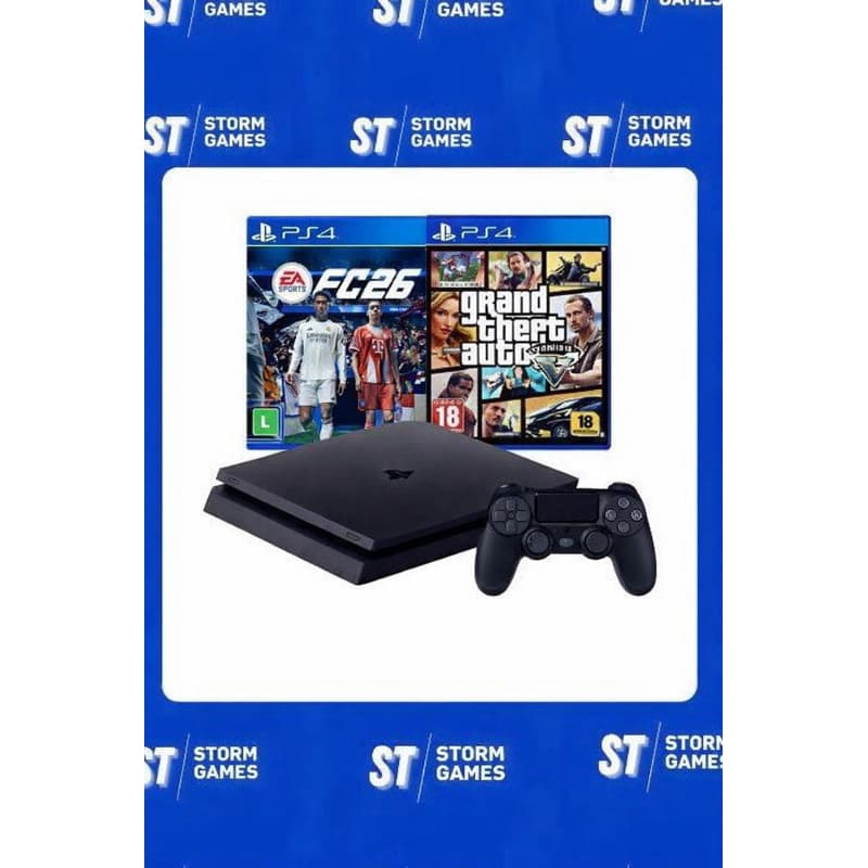 PS4 SLIM/ PRO/ FAT SEMINOVO+GTA 5 OU FC 26 BRINDE