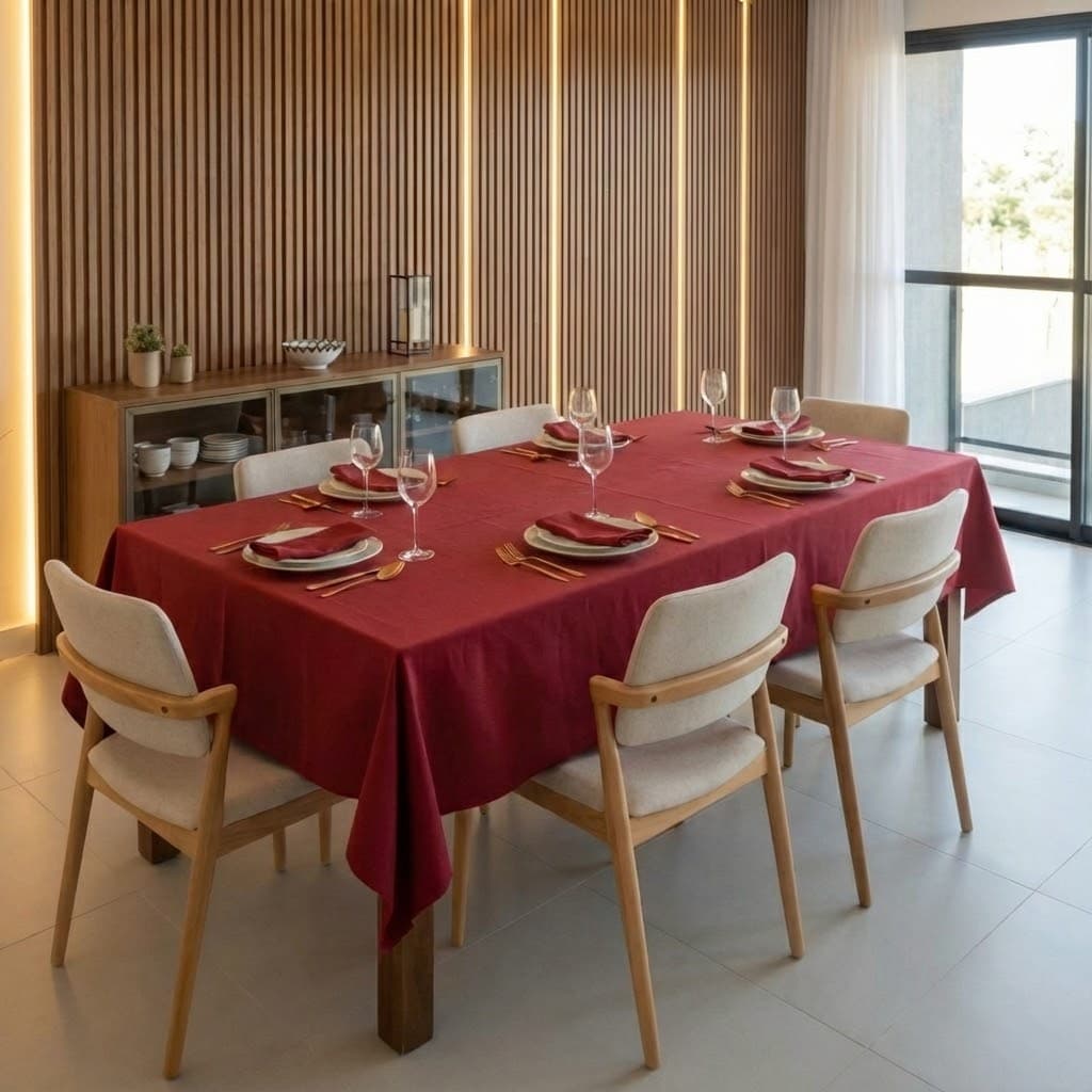 Toalha de Mesa Decoração Para Mesa 6 Cadeiras Oxford Com Bainha