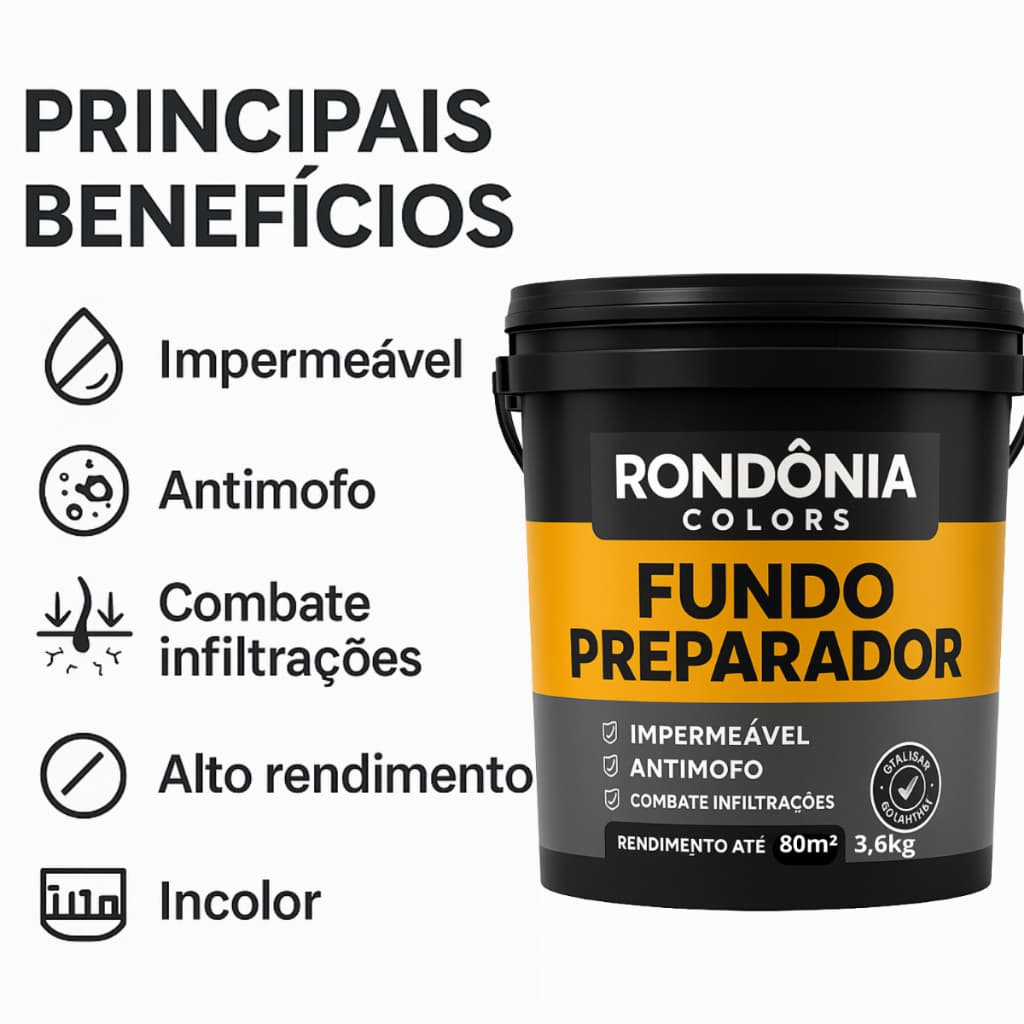 Fundo Preparador Acrílica Emborrachada  tinta 3,6L Incolor Antimofo Parede Alto Rendimento