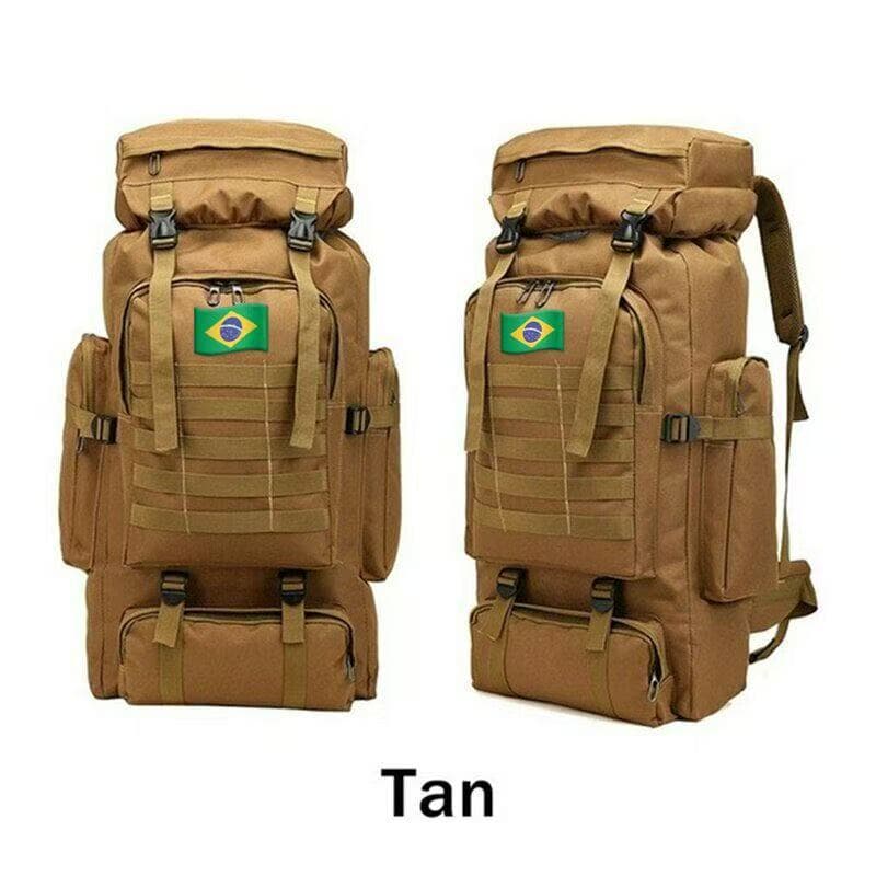 Mochila Tática 80L Cinza - Impermeável com Costura Reforçada e Alças Ajustáveis