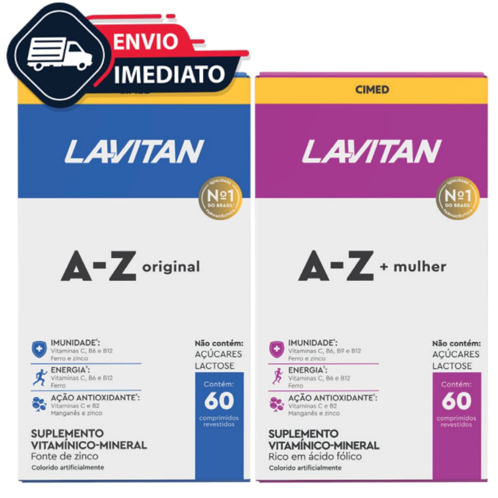 Kit Lavitan Casal AZ Mulher 60 cp + AZ Homem 60 cp Suplemento Alimentar Cimed Multivitaminico
