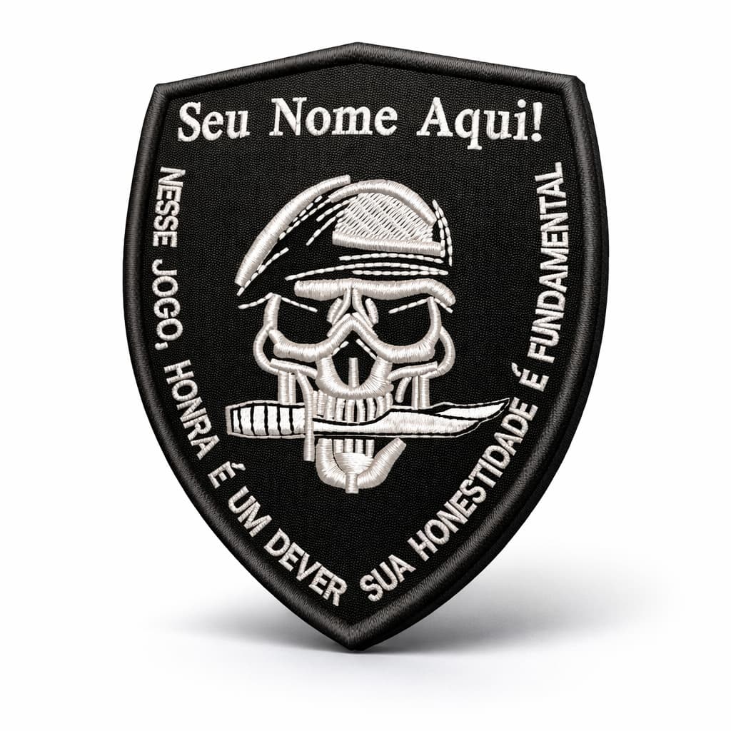 Patch Bordado Caveira Justiceiro - Seu Nome
