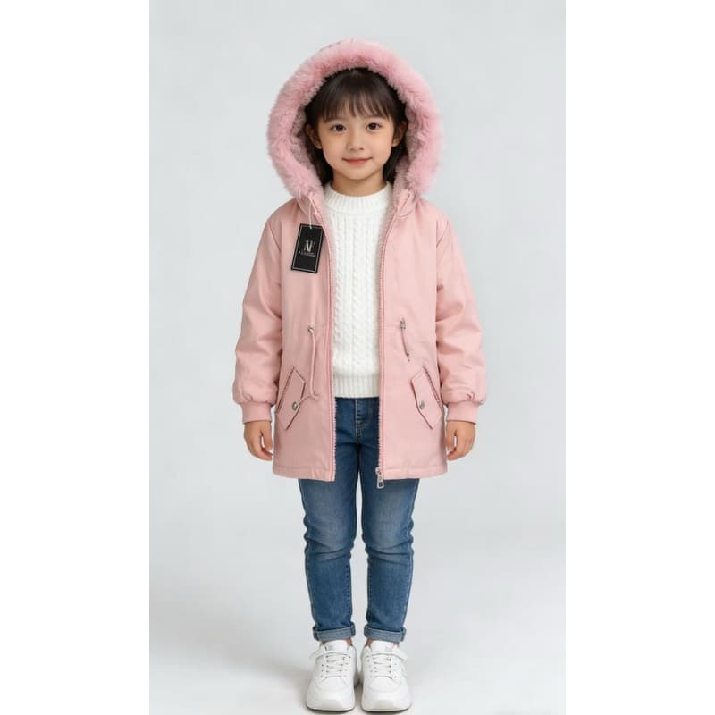 PARKA JAQUETA CASACO INFANTIL COM CAPUZ PELINHO MENINA FORRADA DENTRO 2326