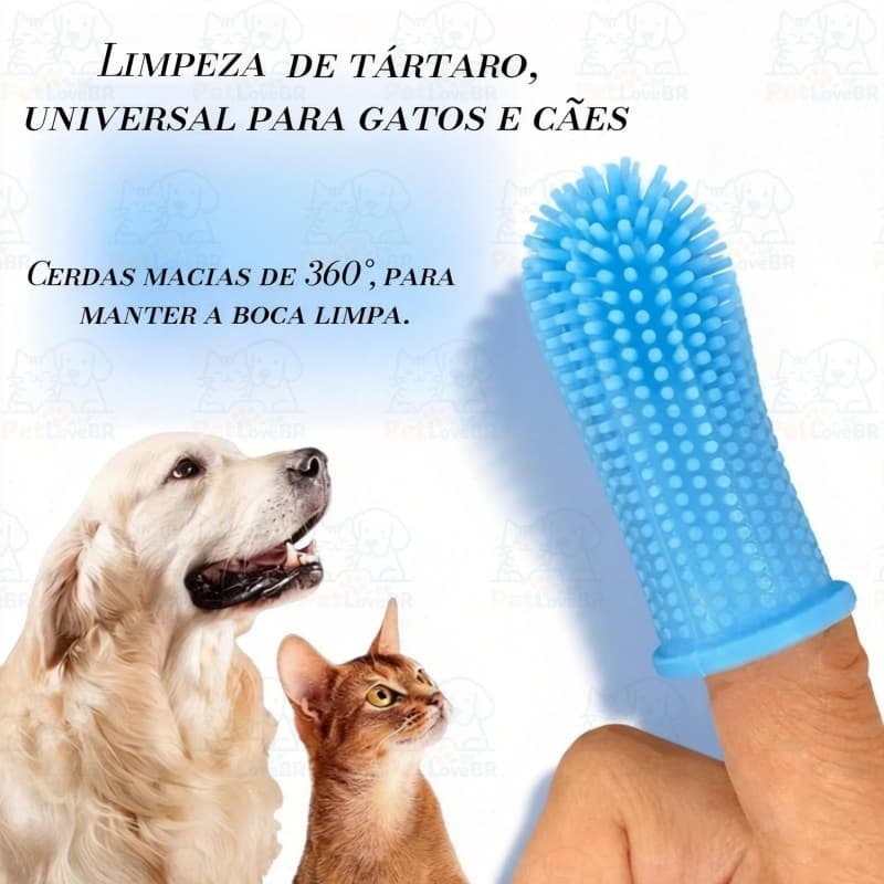 Kit de Limpeza Dental para Cães e Gatos - Luva Escovadora com Cerdas , Refresca o Hálito e Remove o Tártaro