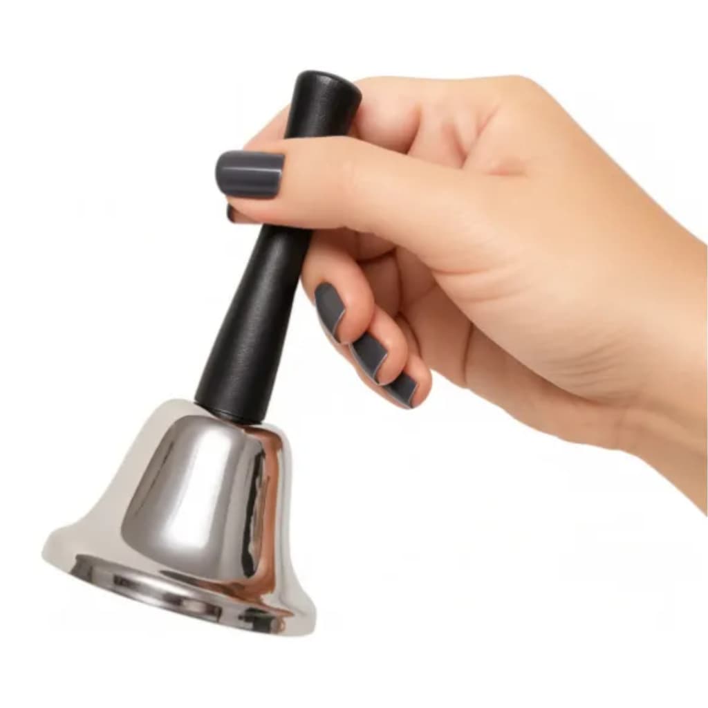 Sino De Mão Mesa de Inox manual com cabo para Atendimento Portaria Recepção Comércio