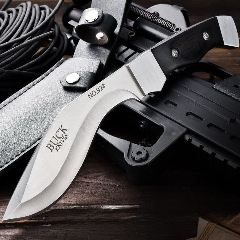 Faca Cutelo Grande de Cozinha Churrasco Profissional Aço Inox Cabo de Madeira Caça Camping