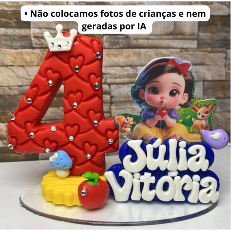 Vela de Aniversario Personalizada em biscuit Branc de Neve