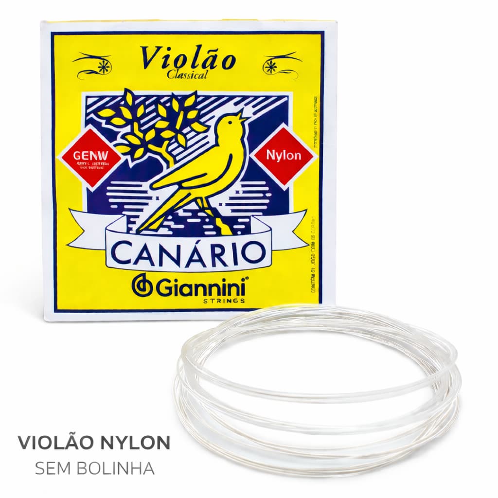 JOGO DE CORDAS P/ VIOLÃO DE NYLON GENW CANARIO TENSÃO MÉDIA SEM BOLINHA