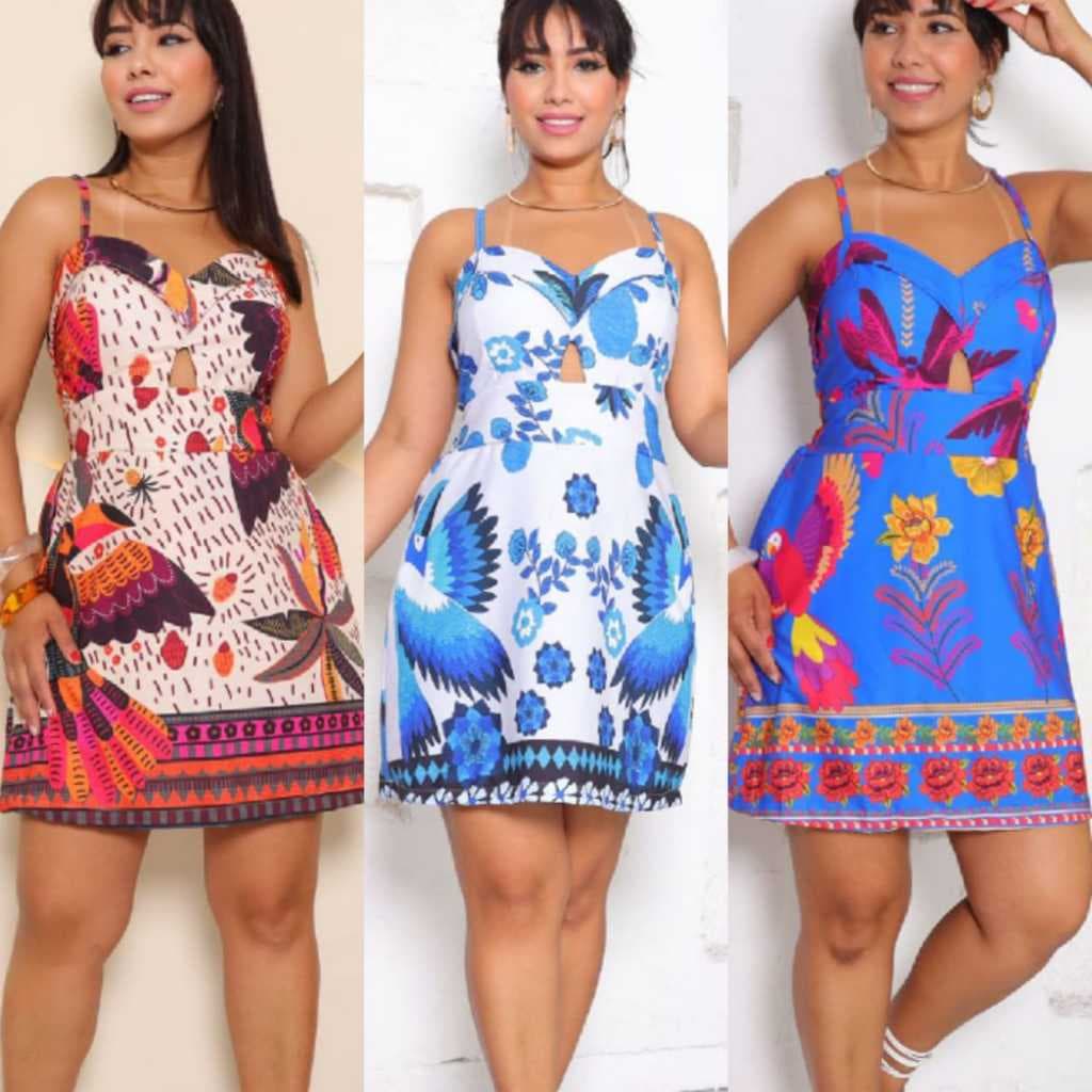 Macaquinho Short Saia Feminino Estampado, Fresco e Confortável para Dia a Dia