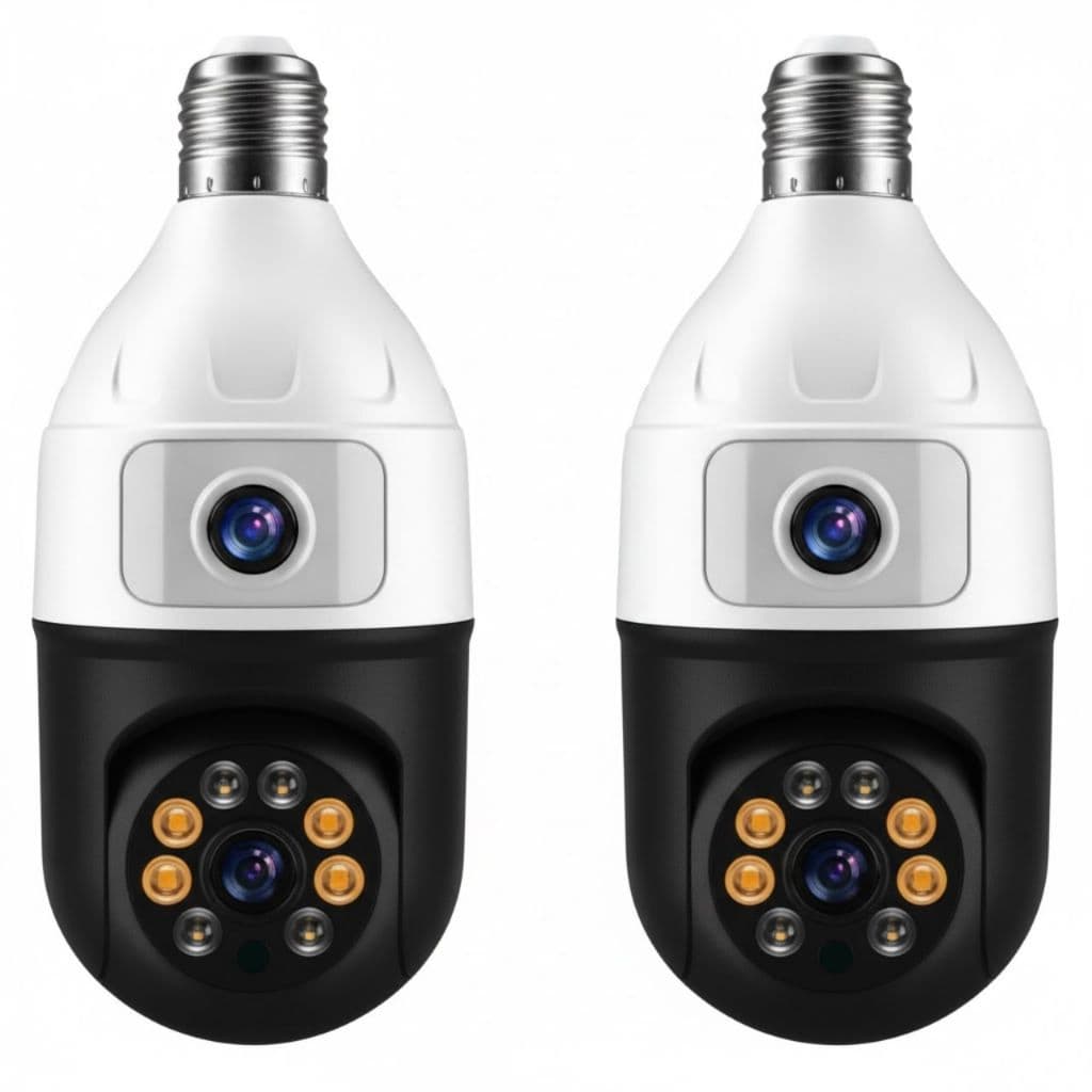 Câmera De Segurança IP Wifi Full HD 2 Lentes Visão Noturna com encaixe lâmpada bocal- bivolt