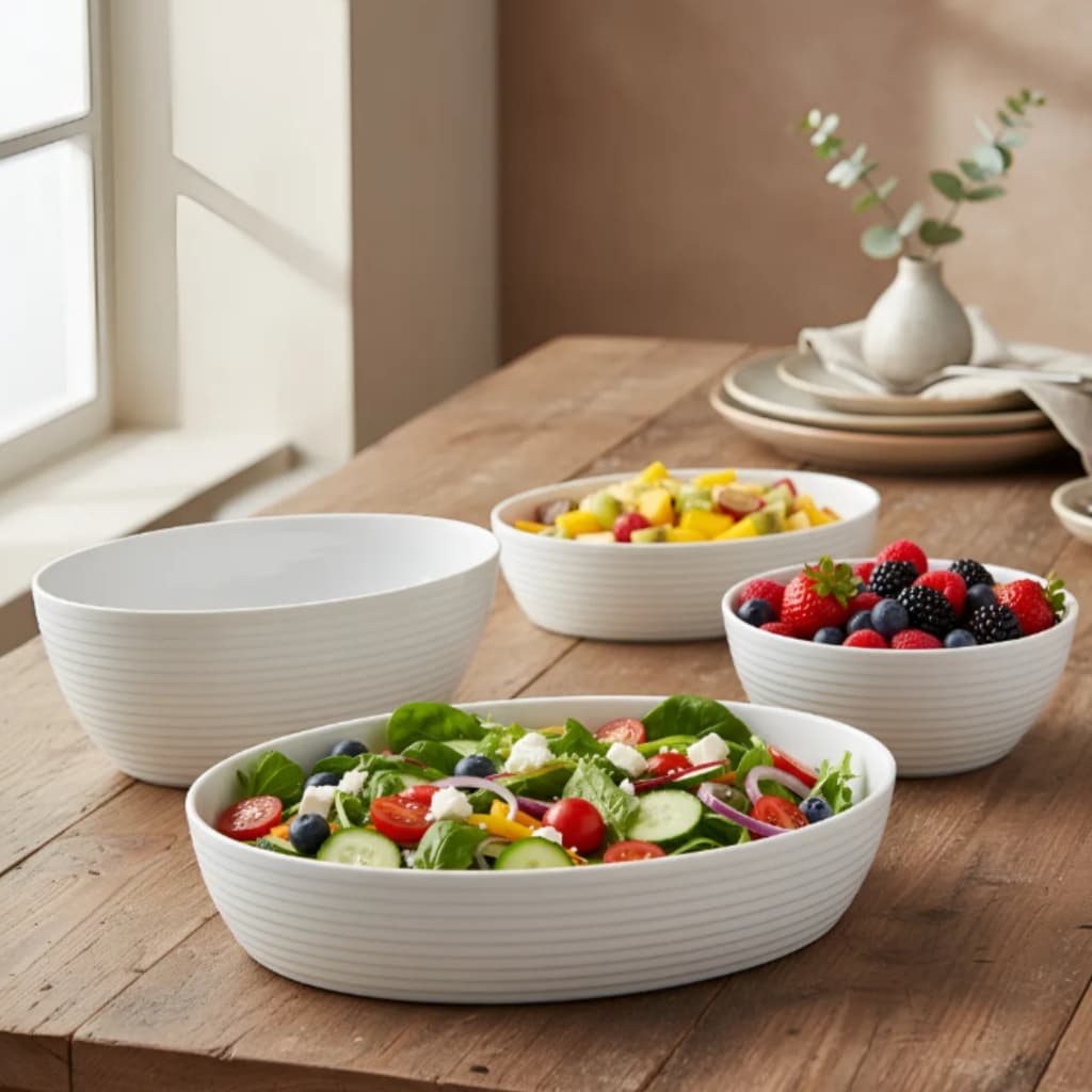 Kit Travessa Saladeira Tigela Resistente Para Servir Mesa Posta Evento Buffet Saladas Prato Quente