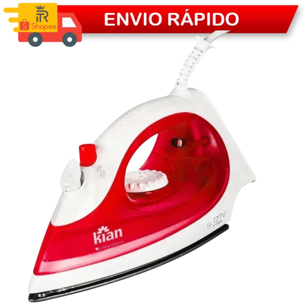 Ferro De Passar Roupas 127V À Vapor Spray Antiaderente Red Classic Premium Turbo Casa 127V 1300W