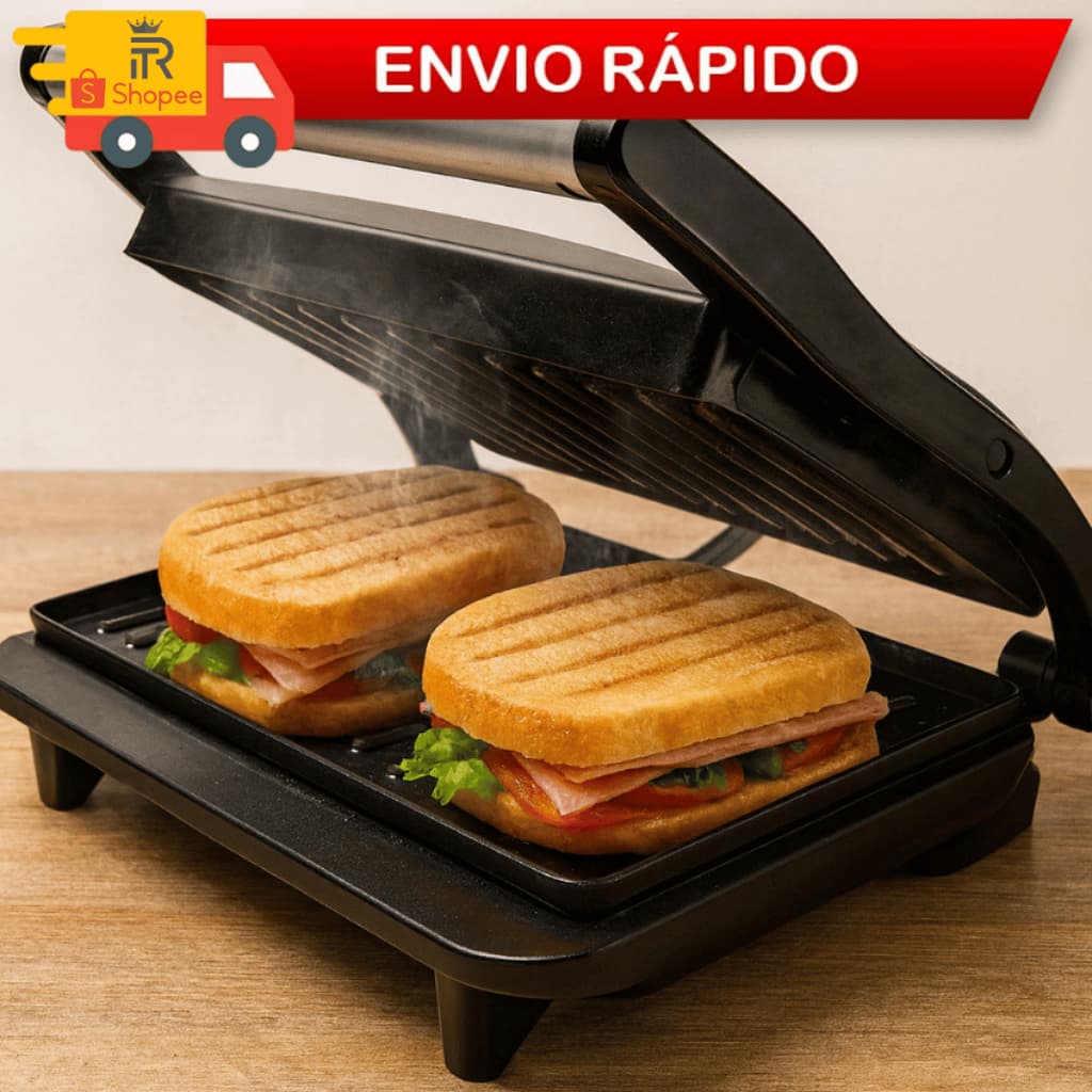 Sanduicheira e Grill Panini 1200W Press 2 Em 1 Para Sanduiches E Crepes Churrasqueira Casa - Kian