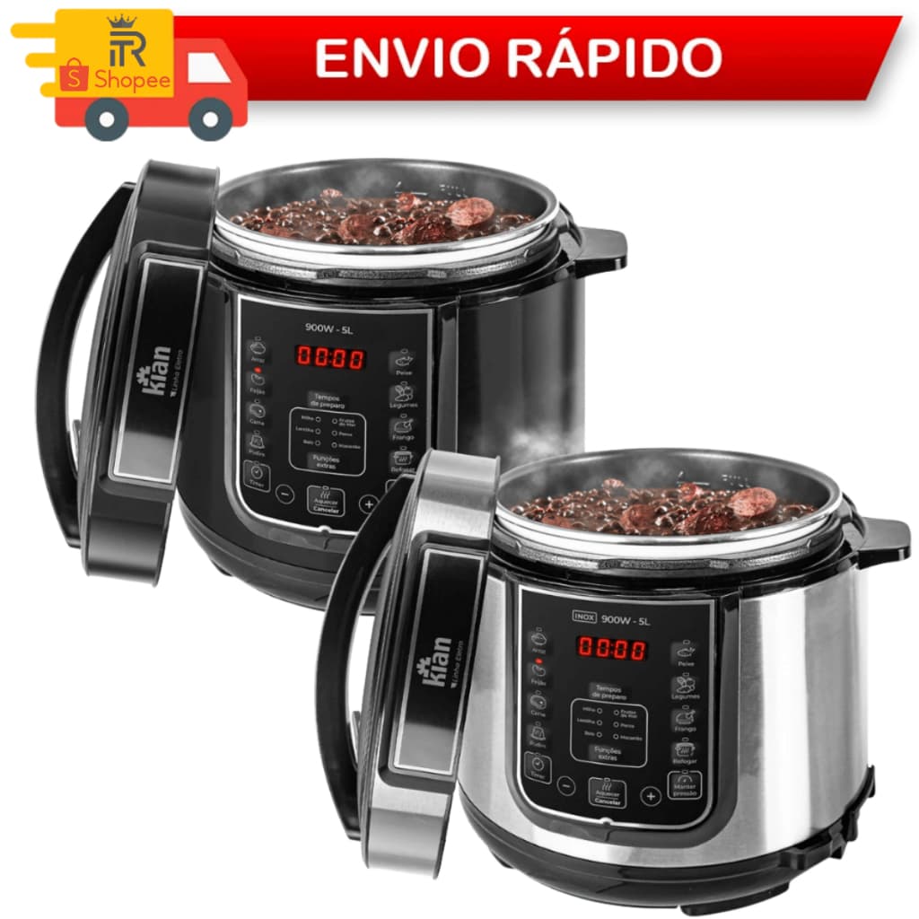 Panela De Pressão Eletrica Digital Para Cozimento Casa Cozinha Aço Inox Resistente 5L 900W - Kian