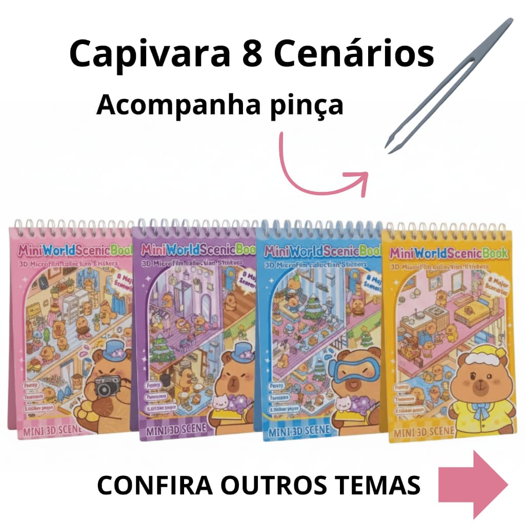 Livro De Adesivos Fofo 8 Modelos Com Pinça 8 Cenas Educativo Presente Infantil Volta Às Aulas
